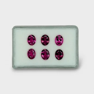 10.2 Cts. Rubellite Tourmaline 9x7mm Faceted Oval Shape AA Grade Gemstones Parcel - Total 6 Pcs.