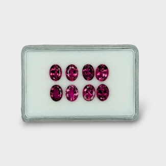 9.69 Cts. Rubellite Tourmaline 8x6mm Faceted Oval Shape A+ Grade Gemstones Parcel - Total 8 Pcs.