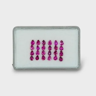 3.79 Cts. Rubellite Tourmaline 4x3mm Faceted Pear Shape AA Grade Gemstones Parcel - Total 24 Pcs.