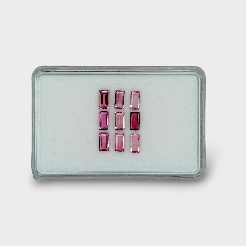 3.76 Cts. Pink Tourmaline 6x3mm Step Cut Baguette Shape A+ Grade Gemstones Parcel - Total 9 Pcs.