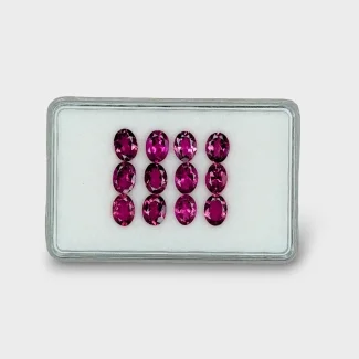 8.84 Cts. Rubellite Tourmaline 7x5mm Faceted Oval Shape AA Grade Gemstones Parcel - Total 12 Pcs.