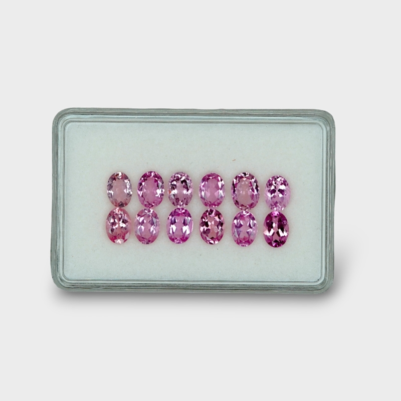 10.05 Cts. Pink Tourmaline 7x5mm Faceted Oval Shape A+ Grade Gemstones Parcel - Total 12 Pcs.