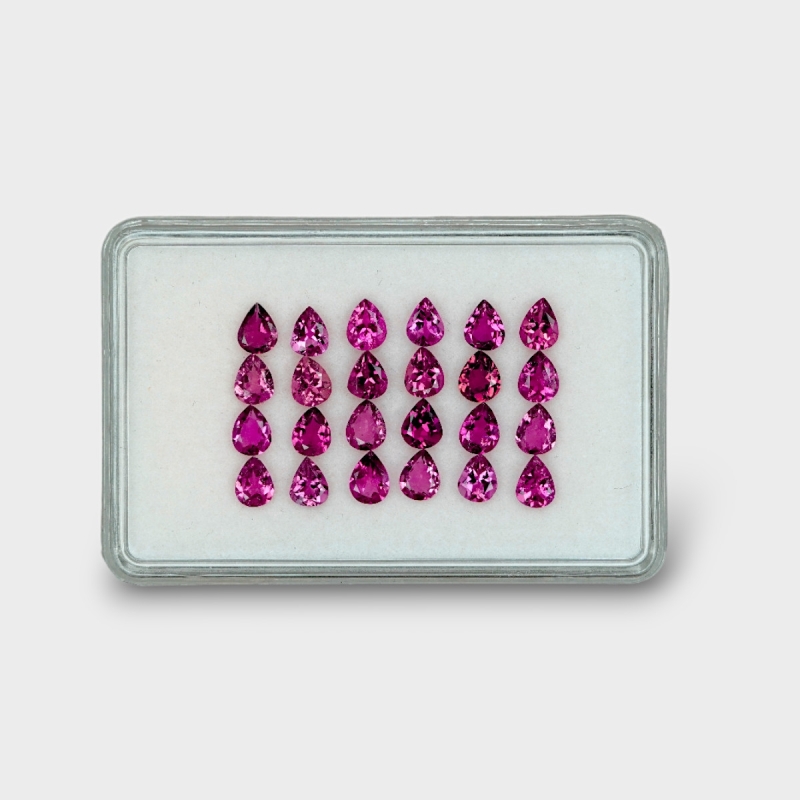 6.92 Cts. Rubellite Tourmaline 5x4mm Faceted Pear Shape AA Grade Gemstones Parcel - Total 24 Pcs.