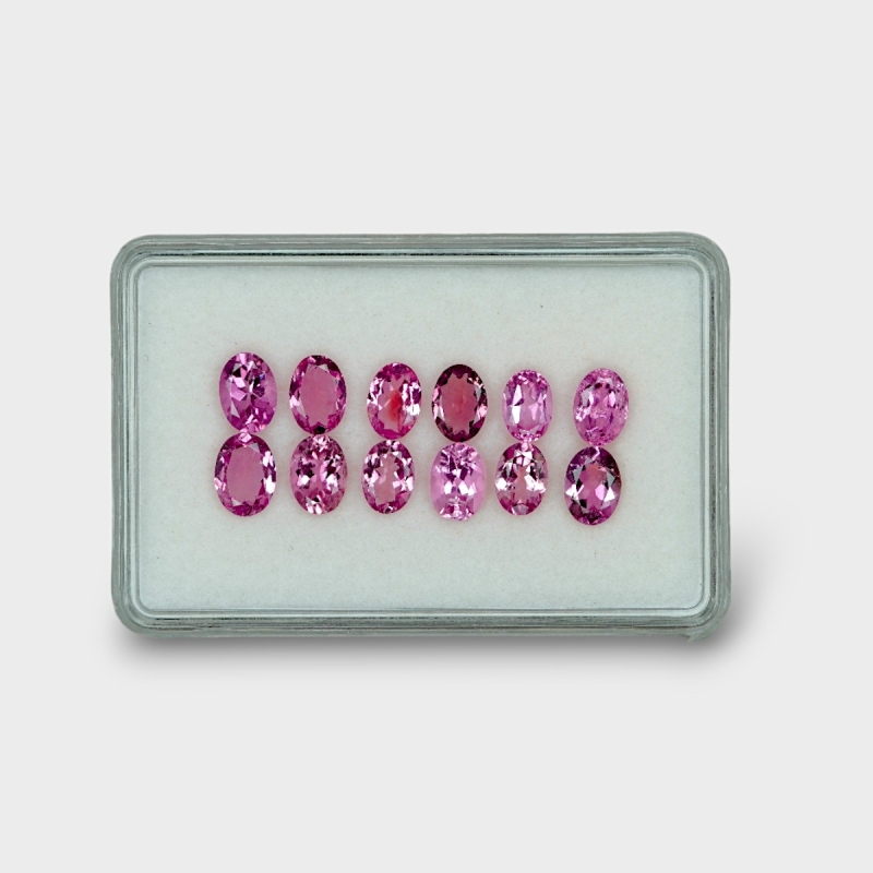 8.9 Cts. Pink Tourmaline 7x5mm Faceted Oval Shape A Grade Gemstones Parcel - Total 12 Pcs.