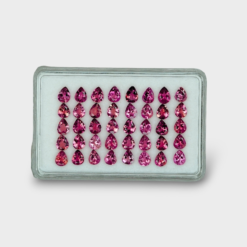 11.04 Cts. Pink Tourmaline 5x4mm Faceted Pear Shape AA Grade Gemstones Parcel - Total 40 Pcs.