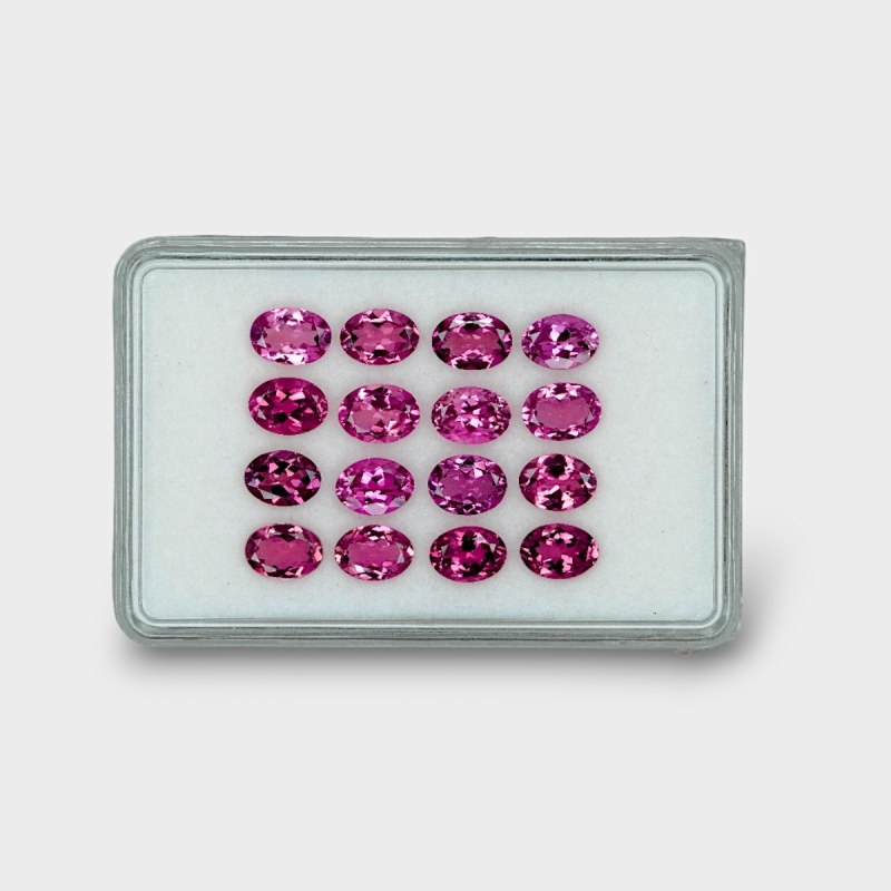 12.51 Cts. Pink Tourmaline 7x5mm Faceted Oval Shape AA Grade Gemstones Parcel - Total 16 Pcs.