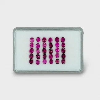 5.42 Cts. Rubellite Tourmaline 4x3mm Faceted Oval Shape A+ Grade Gemstones Parcel - Total 30 Pcs.