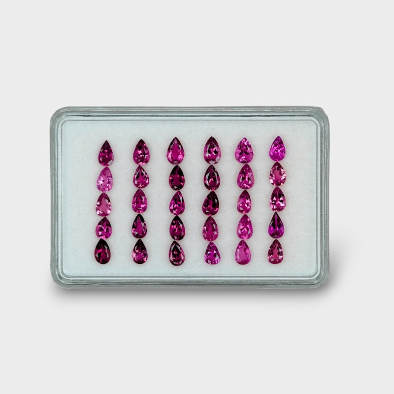 7.02 Cts. Rubellite Tourmaline 5x3mm Faceted Pear Shape AA Grade Gemstones Parcel - Total 30 Pcs.