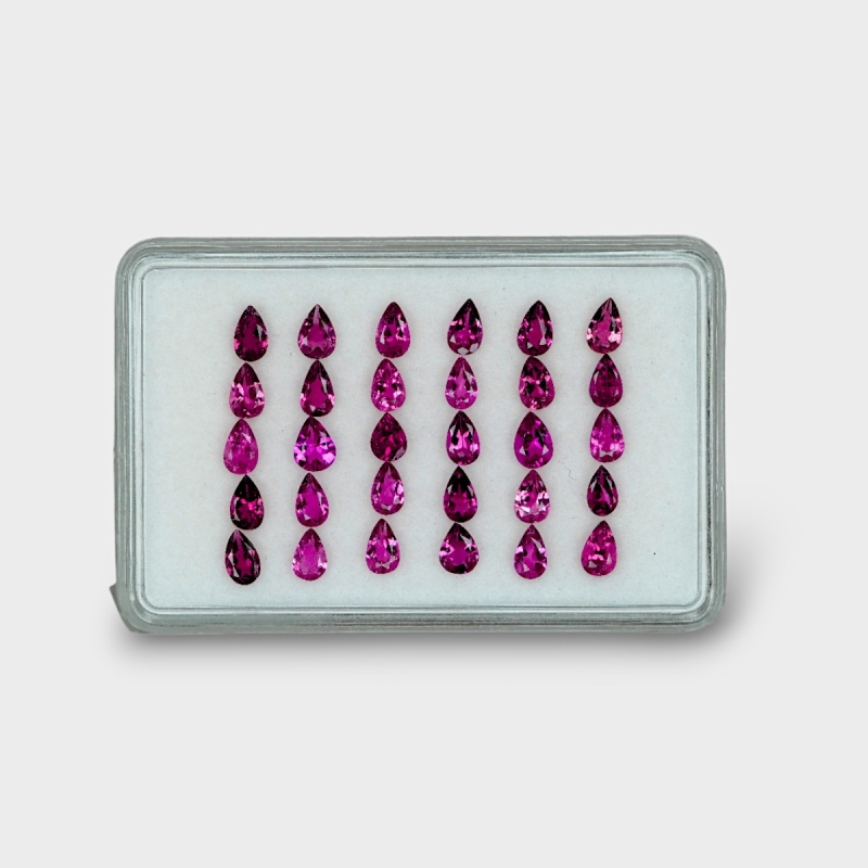 6.66 Cts. Rubellite Tourmaline 5x3mm Faceted Pear Shape AA Grade Gemstones Parcel - Total 30 Pcs.