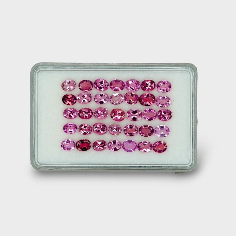 11.49 Cts. Pink Tourmaline 5x4mm Faceted Oval Shape A+ Grade Gemstones Parcel - Total 35 Pcs.