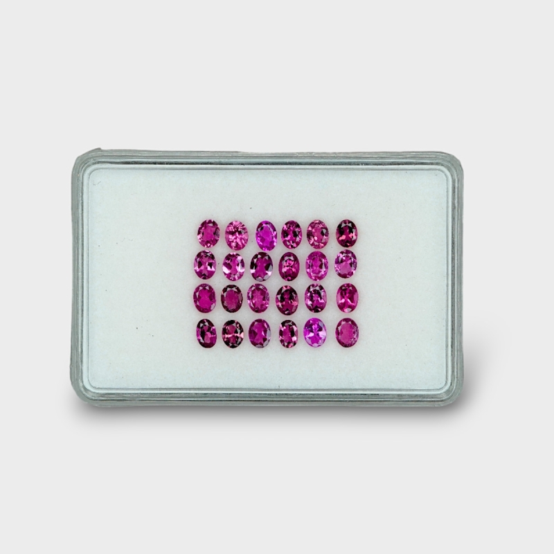 4.25 Cts. Rubellite Tourmaline 4x3mm Faceted Oval Shape AA+ Grade Gemstones Parcel - Total 24 Pcs.