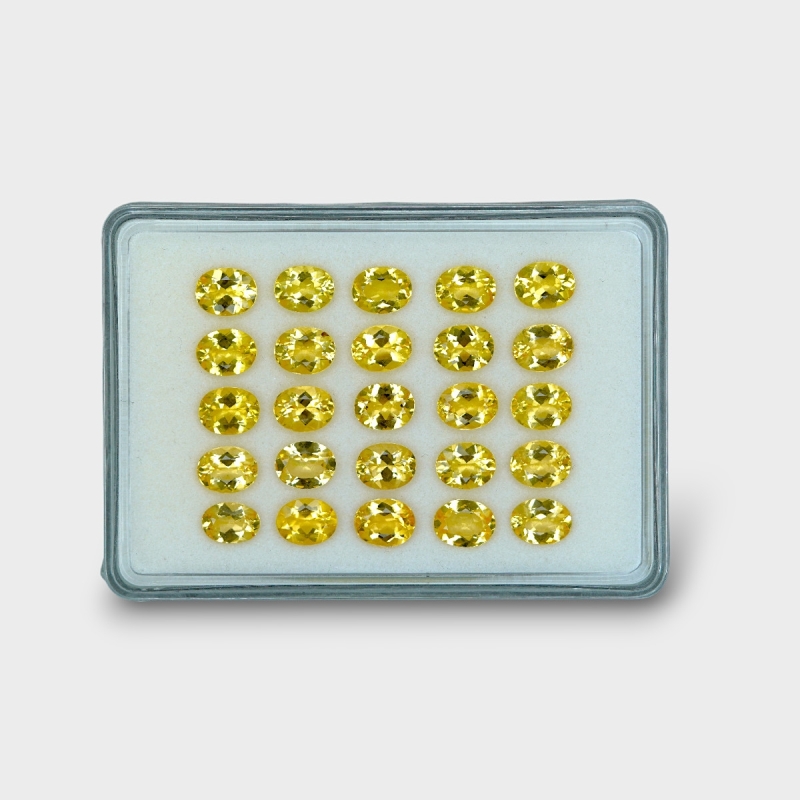 40.26 Cts. Yellow Beryl 9x7mm Faceted Oval Shape AAA Grade Gemstones Parcel - Total 25 Pc.