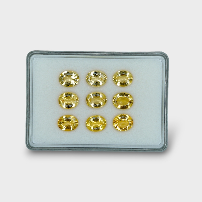36.85 Cts. Yellow Beryl 12x10mm Faceted Oval Shape AAA Grade Gemstones Parcel - Total 9 Pc.