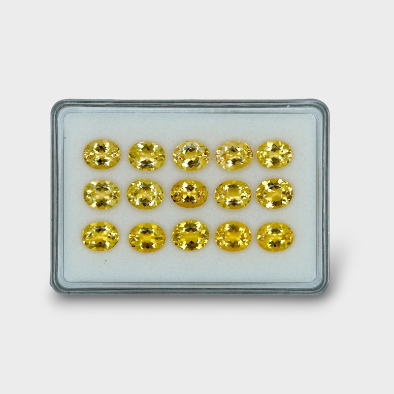 47.21 Cts. Yellow Beryl 11x9mm Faceted Oval Shape AAA Grade Gemstones Parcel - Total 15 Pc.