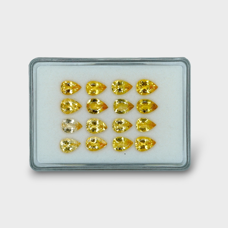 33.43 Cts. Yellow Beryl 11x8mm Faceted Pear Shape AAA Grade Gemstones Parcel - Total 16 Pc.