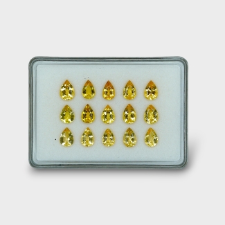 24.23 Cts. Yellow Beryl 10x7mm Faceted Pear Shape AAA Grade Gemstones Parcel - Total 15 Pc.