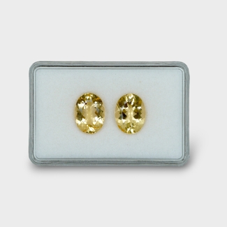 11.45 Cts. Yellow Beryl 14x10mm Faceted Oval Shape AAA Grade Gemstones Parcel - Total 2 Pc.