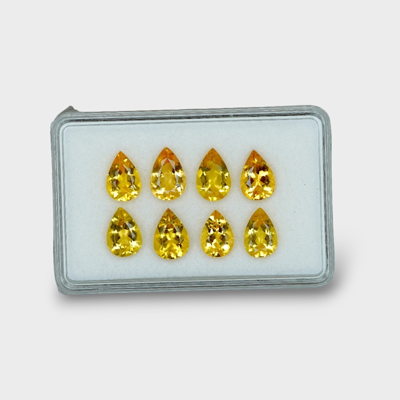 12.93 Cts. Yellow Beryl 10x7mm Faceted Pear Shape AAA Grade Gemstones Parcel - Total 8 Pc.