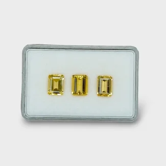 7.09 Cts. Yellow Beryl 10x8mm Step Cut Octagon Shape AAA Grade Gemstones Parcel - Total 3 Pc.