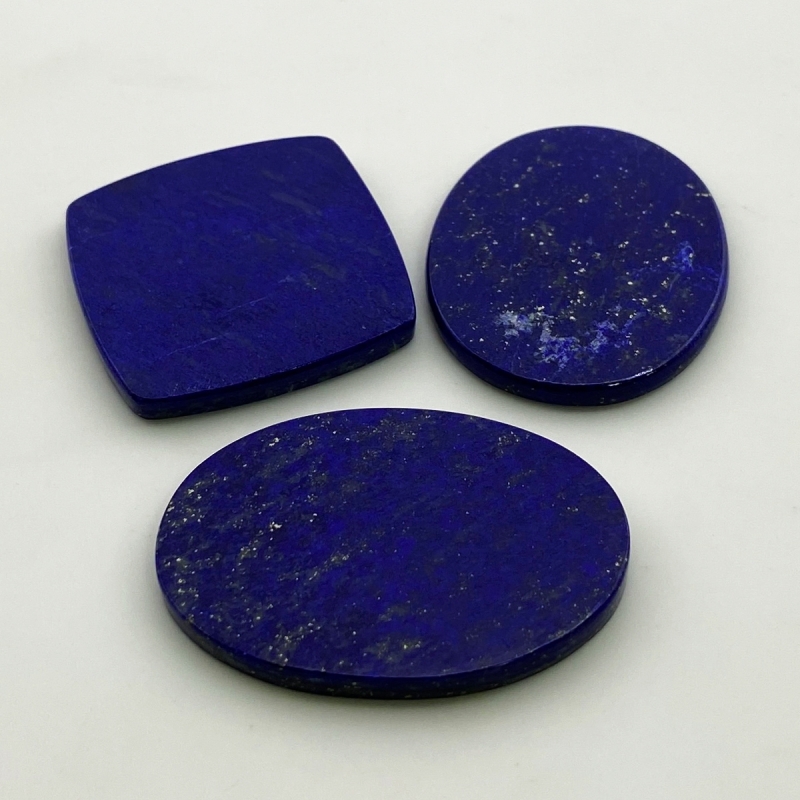 128 Cts. Lapis Lazuli 36.50-47Cts. Smooth Mix Shape AAA Grade Cabochons Parcel - Total 3 Pc.