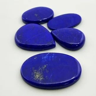 193.25 Cts. Lapis Lazuli 19.50-58.30Cts. Smooth Mix Shape AAA Grade Cabochons Parcel - Total 5 Pc.