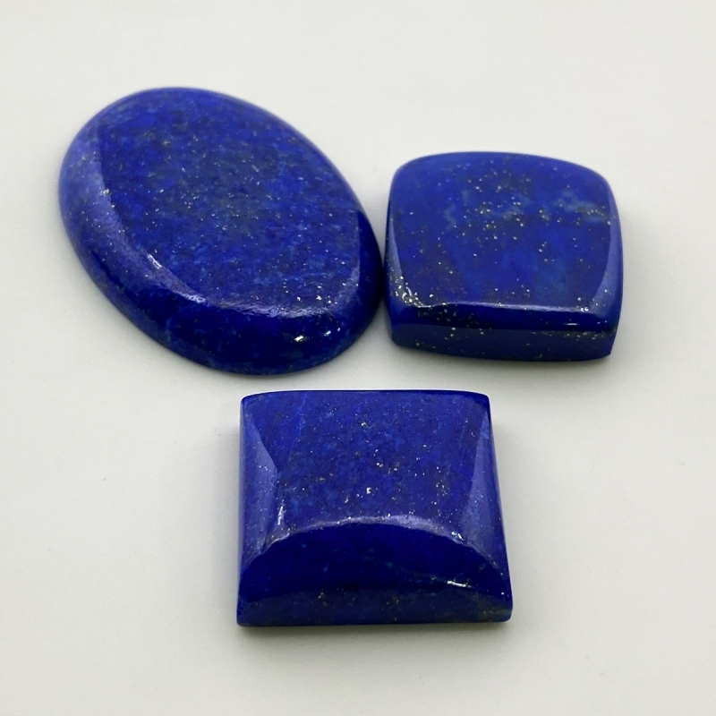 137.3 Cts. Lapis Lazuli 38.80-56.25Cts. Smooth Mix Shape AAA Grade Cabochons Parcel - Total 3 Pc.