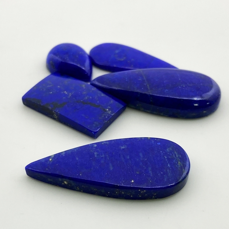 82.2 Cts. Lapis Lazuli 7.35-28.35Cts. Smooth Mix Shape AA+ Grade Cabochons Parcel - Total 5 Pc.