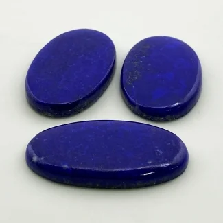 198.55 Cts. Lapis Lazuli 40x26-45x23mm Smooth Oval Shape AAA Grade Cabochons Parcel - Total 3 Pc.