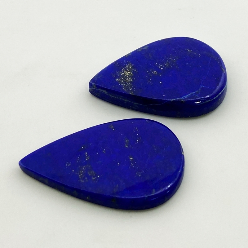 91.25 Cts. Lapis Lazuli 39x25-36x27mm Smooth Pear Shape AAA Grade Cabochons Parcel - Total 2 Pc.