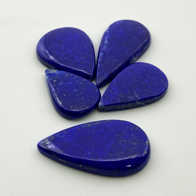169.15 Cts. Lapis Lazuli 42x21-27x18mm Smooth Pear Shape AA+ Grade Cabochons Parcel - Total 5 Pc.