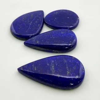 161.55 Cts. Lapis Lazuli 43x20-27x21mm Smooth Pear Shape AAA Grade Cabochons Parcel - Total 4 Pc.