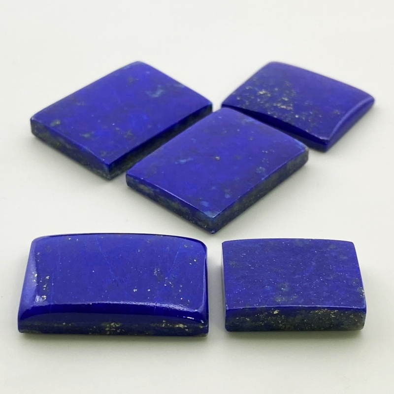 134.45 Cts. Lapis Lazuli 26x19-19x14mm Smooth Baguette Shape AAA Grade Cabochons Parcel - Total 5 Pc.