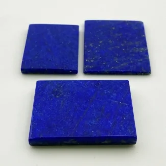 152.45 Cts. Lapis Lazuli 36x26-28x23mm Smooth Baguette Shape AAA Grade Cabochons Parcel - Total 3 Pc.