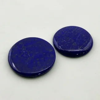 74.4 Cts. Lapis Lazuli 31-28mm Smooth Round Shape AAA Grade Cabochons Parcel - Total 2 Pc.