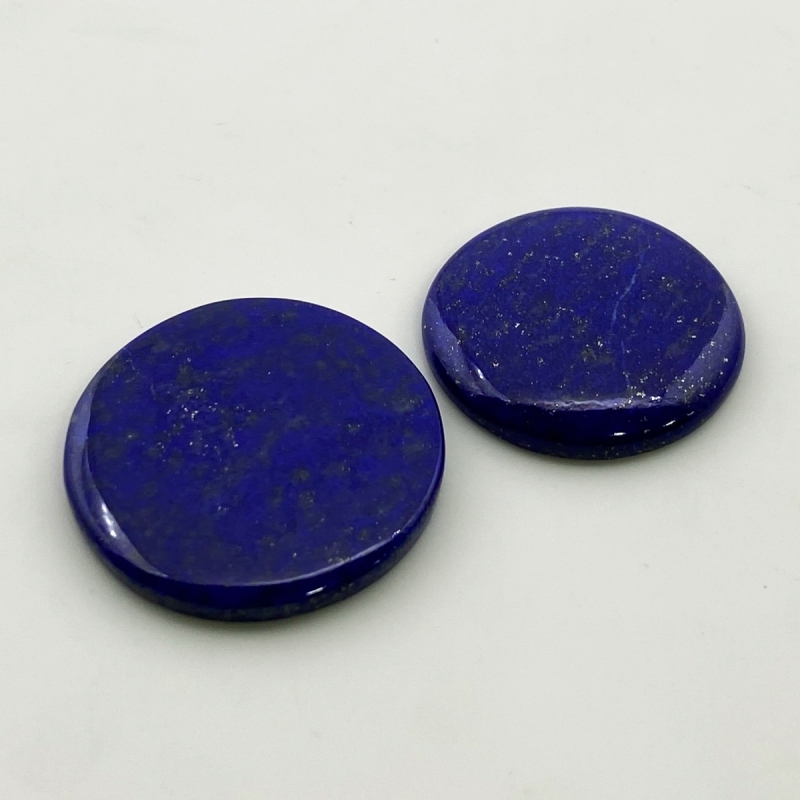 74.4 Cts. Lapis Lazuli 31-28mm Smooth Round Shape AAA Grade Cabochons Parcel - Total 2 Pc.