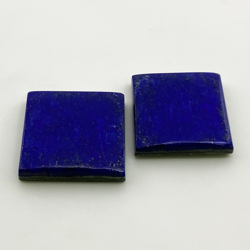 128.4 Cts. Lapis Lazuli 28mm Smooth Square Shape AAA Grade Cabochons Parcel - Total 2 Pc.