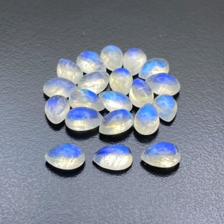29.2 Cts. Rainbow Moonstone 9x6mm Smooth Oval Shape AA+ Grade Cabochons Parcel - Total 20 Pc.