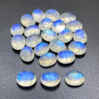 49.7 Cts. Rainbow Moonstone 9x7mm Smooth Oval Shape AA+ Grade Cabochons Parcel - Total 23 Pc.