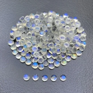 30.3 Cts. Rainbow Moonstone 3mm Smooth Round Shape AA+ Grade Cabochons Parcel - Total 200 Pc.