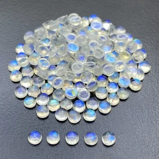 51.85 Cts. Rainbow Moonstone 4mm Smooth Round Shape AA+ Grade Cabochons Parcel - Total 150 Pc.