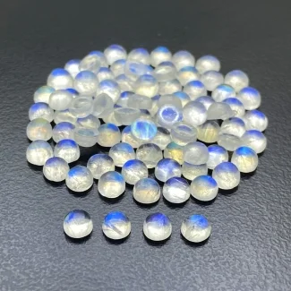 35.4 Cts. Rainbow Moonstone 4.5mm Smooth Round Shape AA+ Grade Cabochons Parcel - Total 90 Pc.