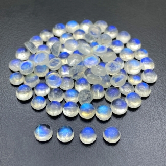 80.4 Cts. Rainbow Moonstone 6mm Smooth Round Shape AA+ Grade Cabochons Parcel - Total 86 Pc.