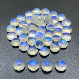 68.85 Cts. Rainbow Moonstone 7mm Smooth Round Shape AA+ Grade Cabochons Parcel - Total 46 Pc.