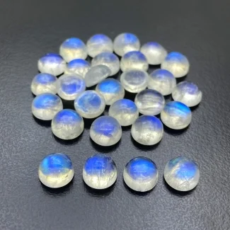 62.85 Cts. Rainbow Moonstone 8mm Smooth Round Shape AA+ Grade Cabochons Parcel - Total 28 Pc.