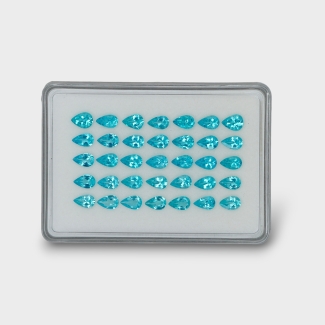 28.89 Cts. Sea Green Apatite 8x5mm Faceted Pear Shape AAA Grade Gemstones Parcel - Total 35 Pc.