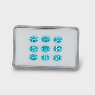 6.84 Cts. Sea Green Apatite 7x5mm Faceted Oval Shape AAA Grade Gemstones Parcel - Total 9 Pc.