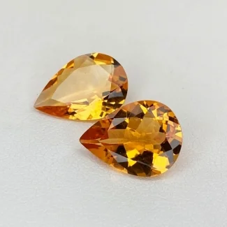 6.45 Cts. Citrine 14x10mm Faceted Pear Shape AA+ Grade Gemstones Parcel - Total 2 Pc.
