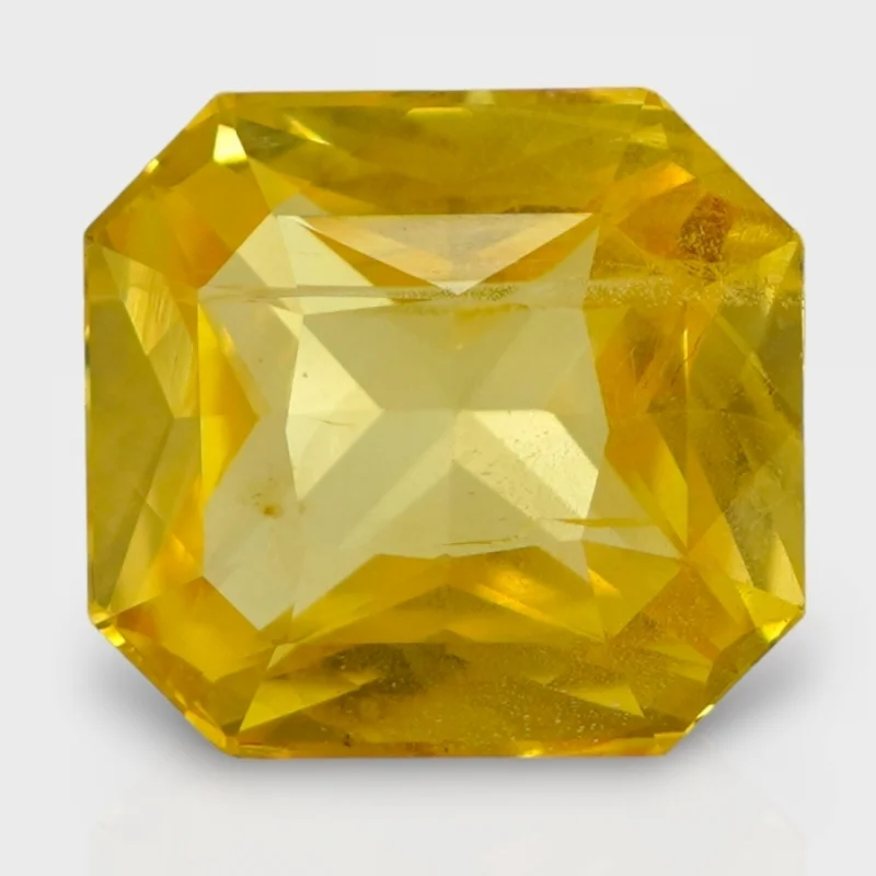 9.57 Cts. Yellow Sapphire 11.36x12.25mm Step Cut Octagon Shape AAA Grade Loose Gemstone - Total 1 Pc.