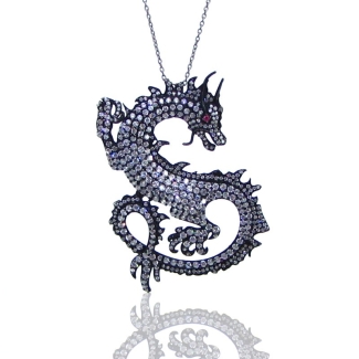 Lab Ruby and Diamond White CZ 925 Sterling Silver Pendants