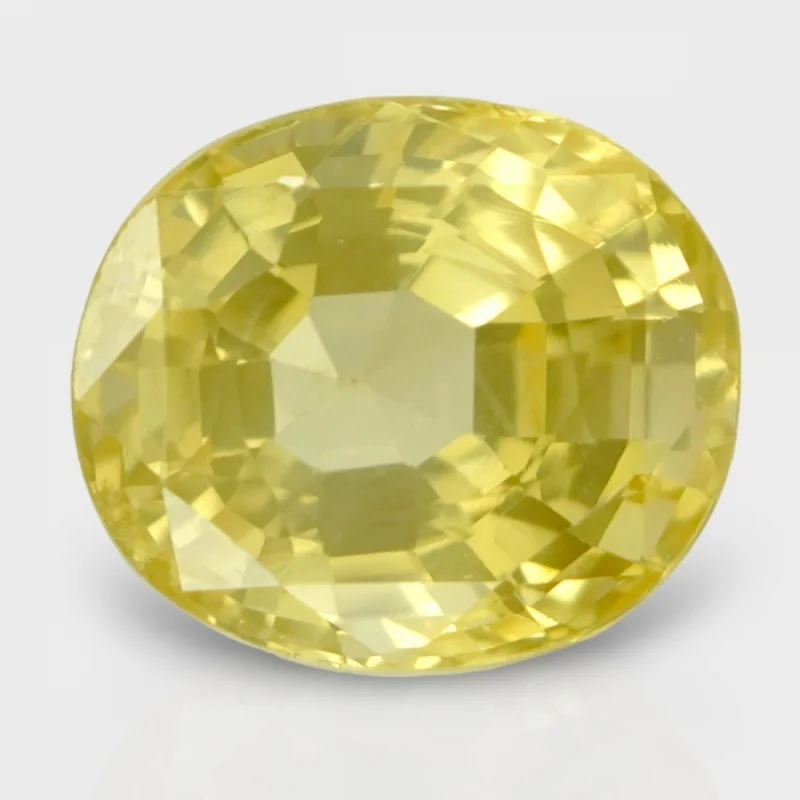 9.57 Cts. Yellow Sapphire 12.73X10.96mm Faceted Oval Shape AA Grade Loose Gemstone - Total 1 Pc.